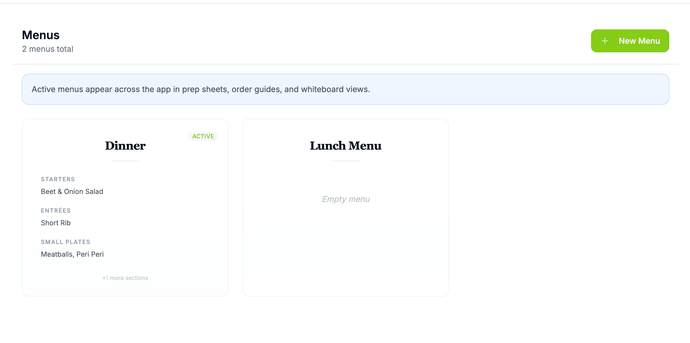 Menus - Documentation | Mince | Mince